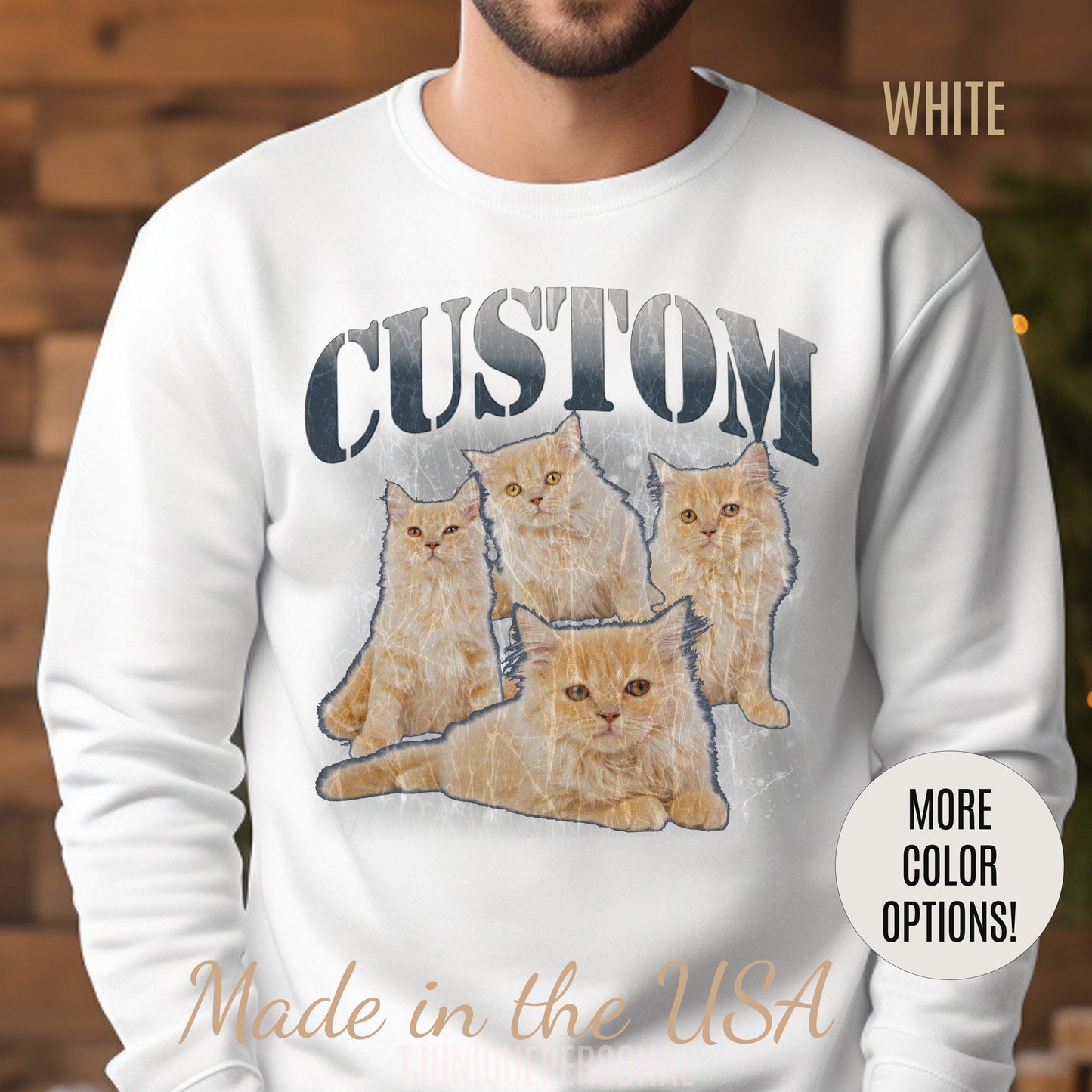 Retro Custom Cat Bootleg Tee, Custom Cat Sweatshirt, Custom Cat Lover Gift, Custom dog portrait, Vintage Funny Cat Sweatshirt, S1396