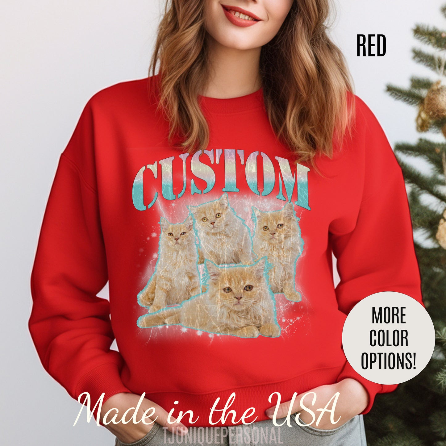 Retro Custom Cat Bootleg Tee, Custom Cat Sweatshirt, Custom Cat Lover Gift, Custom dog portrait, Vintage Funny Cat Sweatshirt, S1397