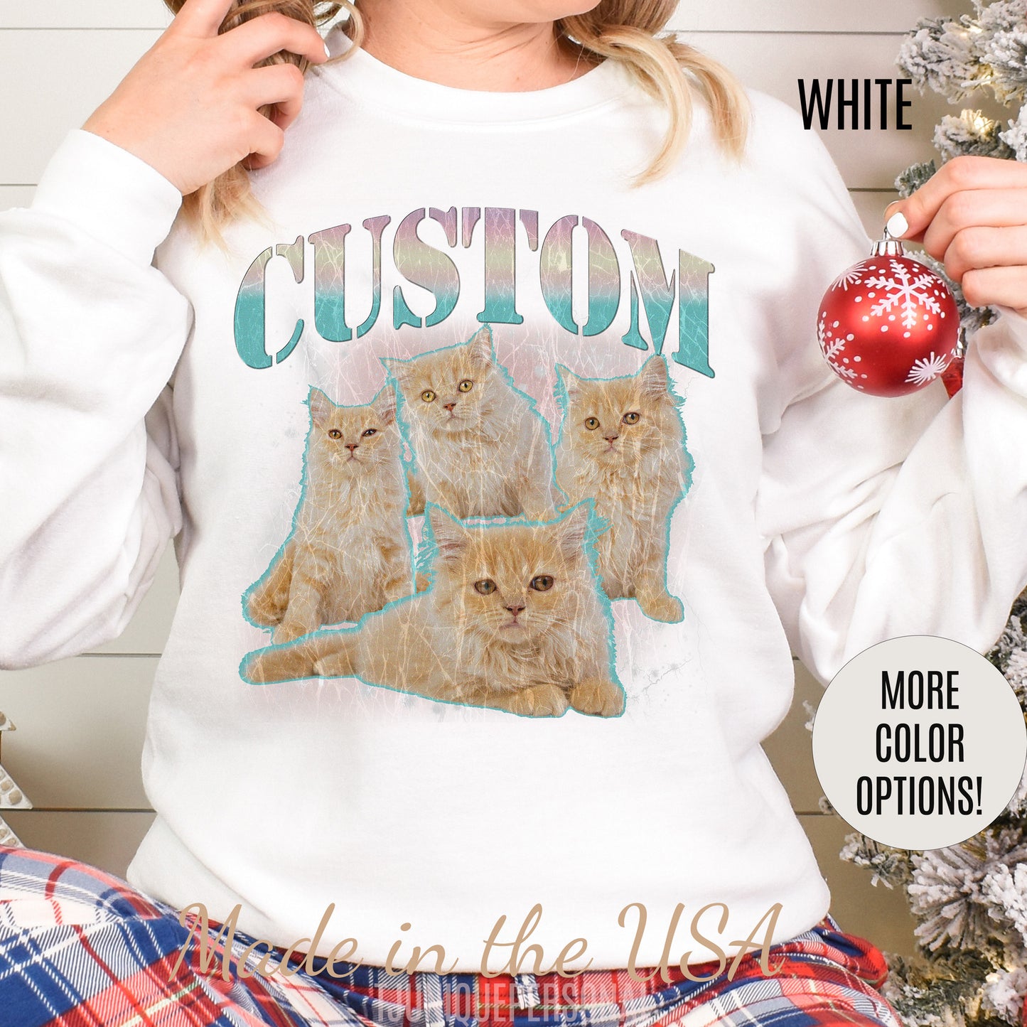 Retro Custom Cat Bootleg Tee, Custom Cat Sweatshirt, Custom Cat Lover Gift, Custom dog portrait, Vintage Funny Cat Sweatshirt, S1397