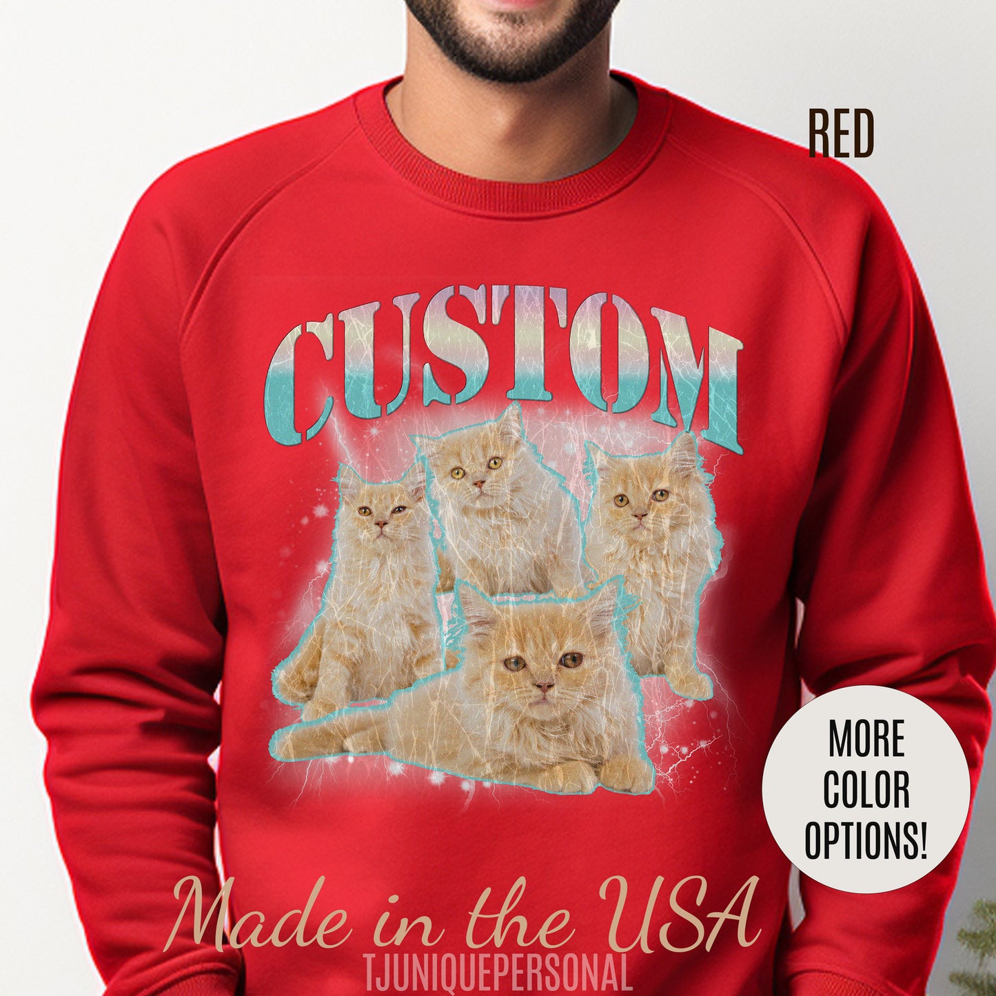 Retro Custom Cat Bootleg Tee, Custom Cat Sweatshirt, Custom Cat Lover Gift, Custom dog portrait, Vintage Funny Cat Sweatshirt, S1397