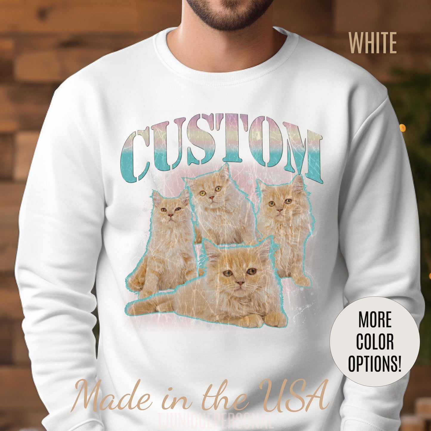 Retro Custom Cat Bootleg Tee, Custom Cat Sweatshirt, Custom Cat Lover Gift, Custom dog portrait, Vintage Funny Cat Sweatshirt, S1397