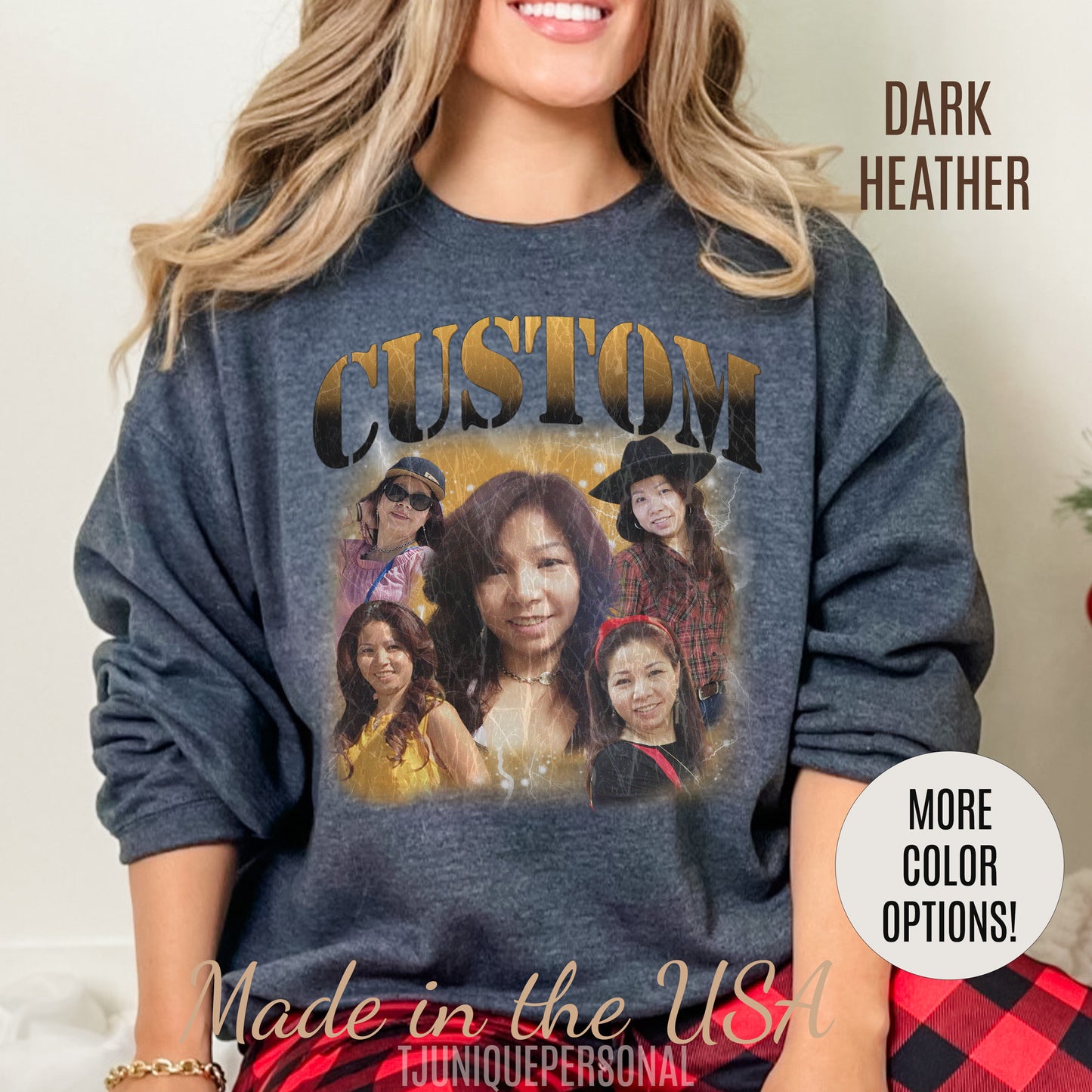 Retro Custom Bootleg Rap Sweatshirt, Custom Cat Lover Gift, Custom Retro Portrait Sweatshirt, Vintage Funny Bootleg Sweatshirt, S1400