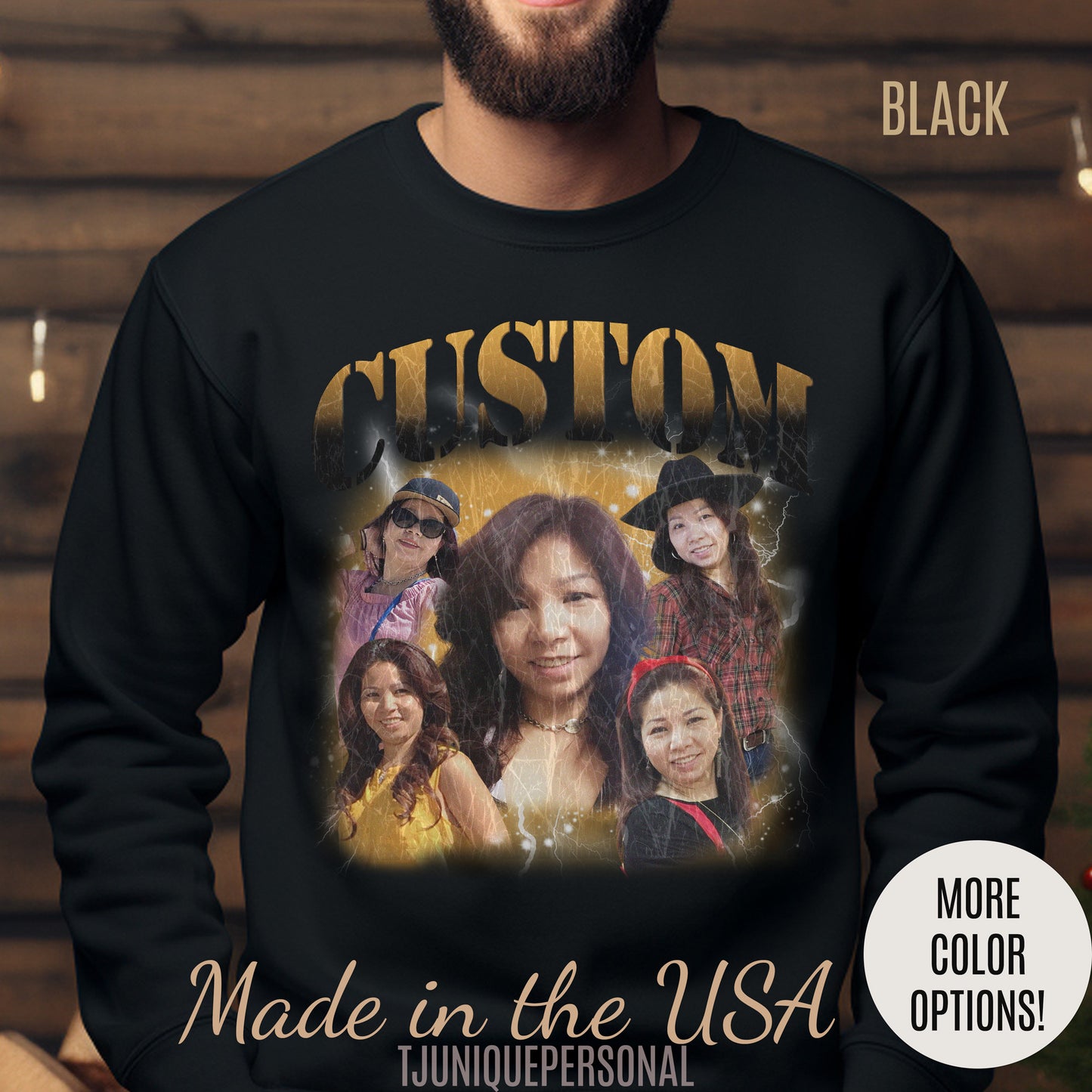 Retro Custom Bootleg Rap Sweatshirt, Custom Cat Lover Gift, Custom Retro Portrait Sweatshirt, Vintage Funny Bootleg Sweatshirt, S1400