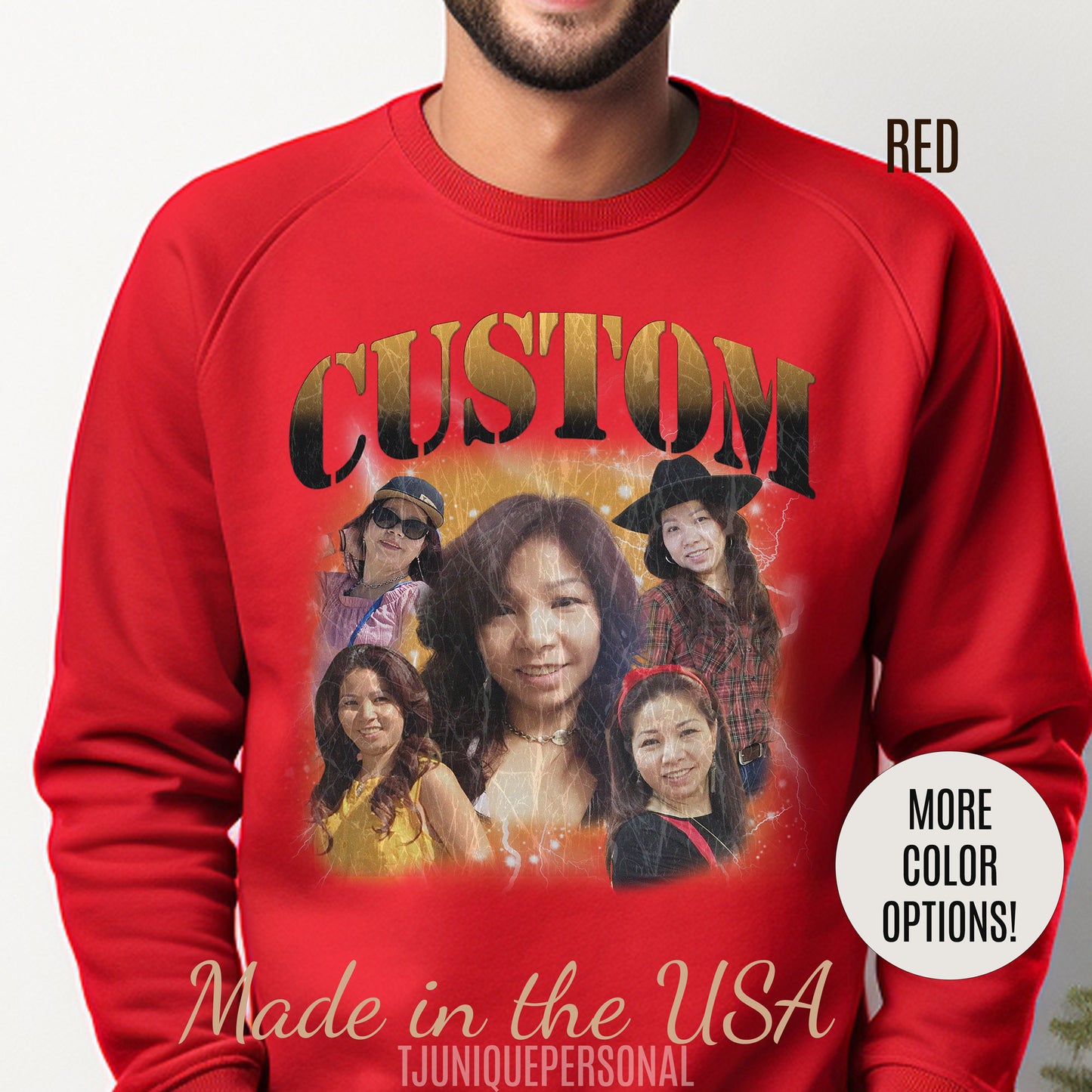 Retro Custom Bootleg Rap Sweatshirt, Custom Cat Lover Gift, Custom Retro Portrait Sweatshirt, Vintage Funny Bootleg Sweatshirt, S1400