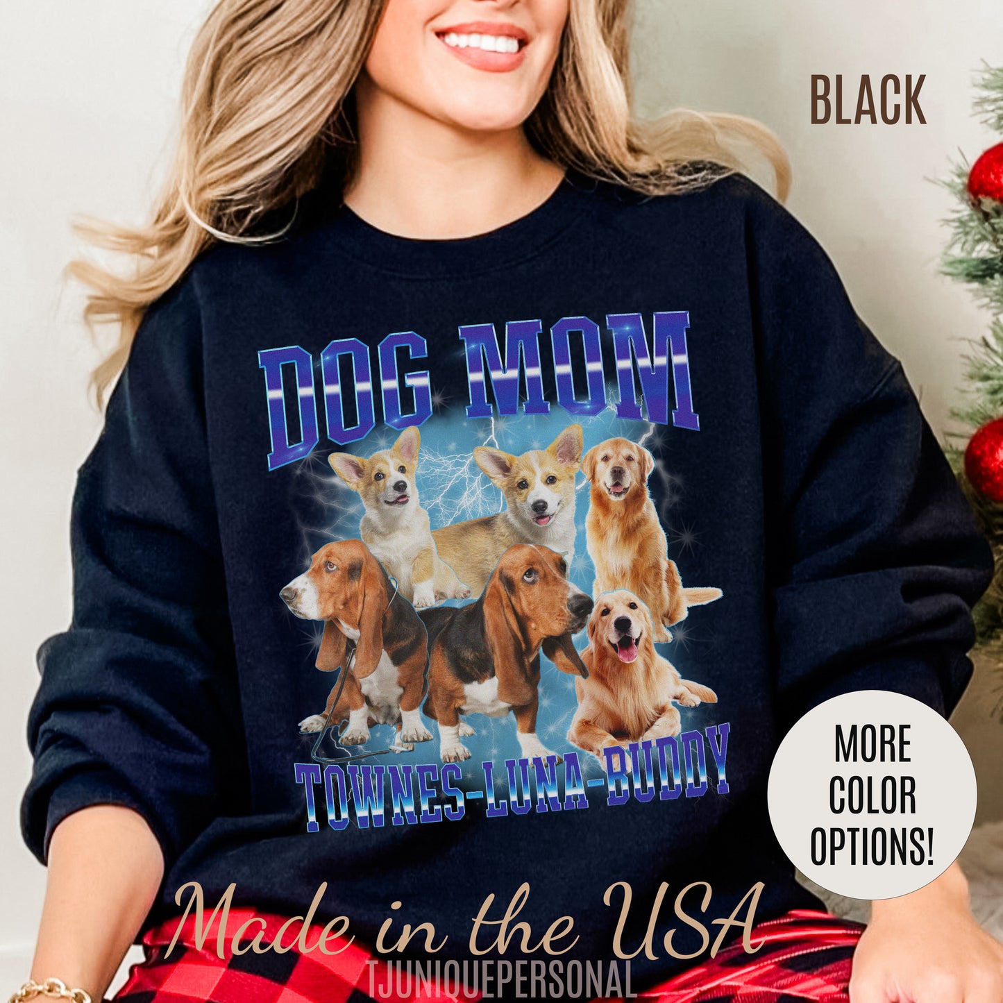 Custom Retro Dog Bootleg Sweatshirt, Dog Mom Sweatshirt, Dog Bootleg Retro 90's Sweatshirt, Custom Pet Photo, Custom Pet Portrait, S1428