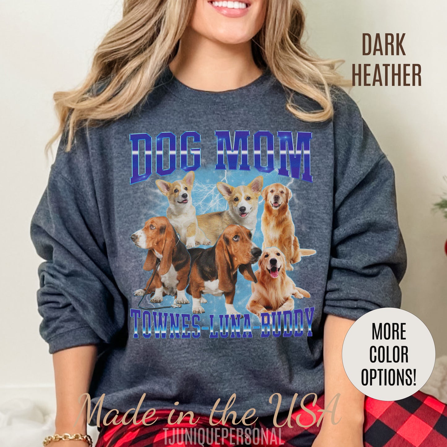 Custom Retro Dog Bootleg Sweatshirt, Dog Mom Sweatshirt, Dog Bootleg Retro 90's Sweatshirt, Custom Pet Photo, Custom Pet Portrait, S1428