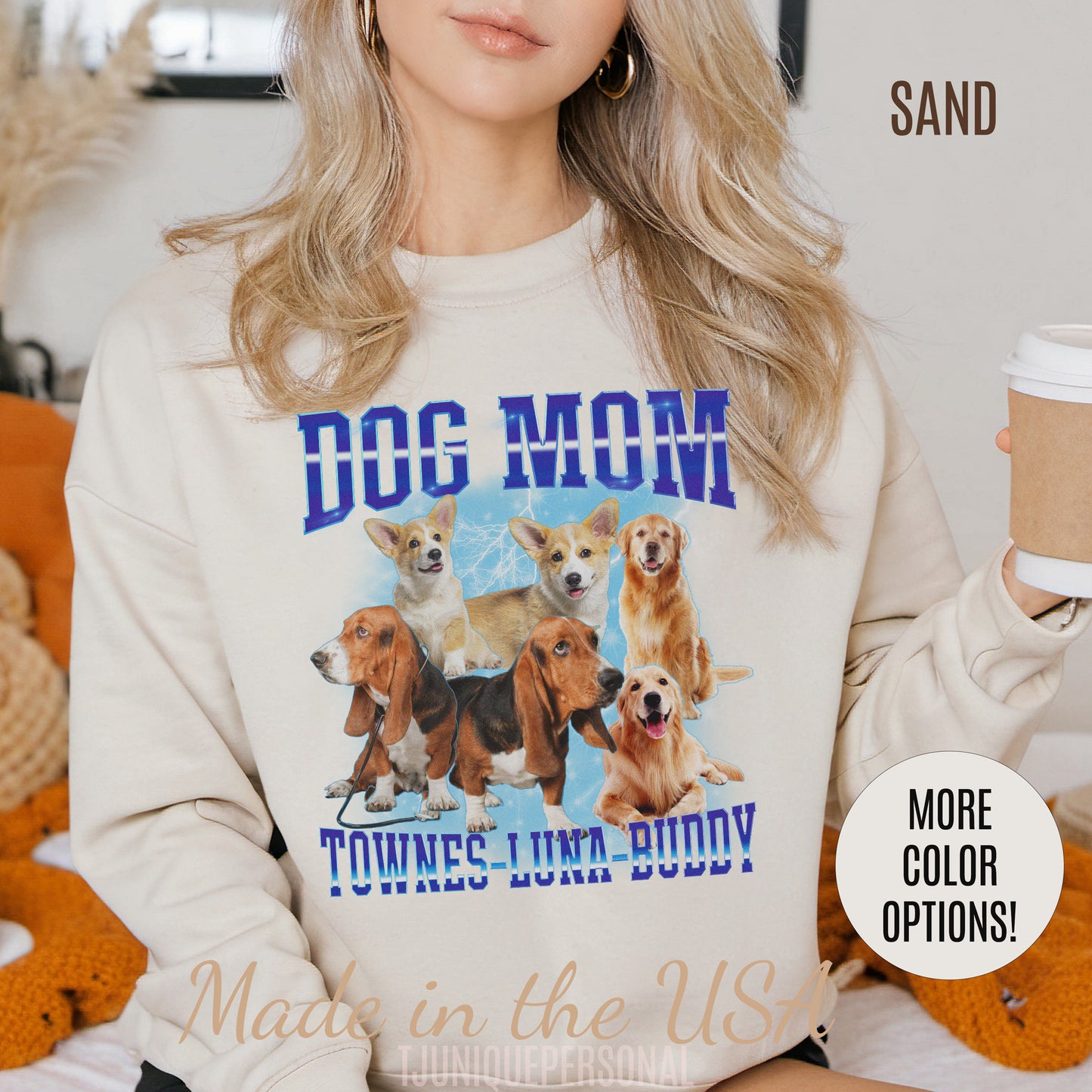 Custom Retro Dog Bootleg Sweatshirt, Dog Mom Sweatshirt, Dog Bootleg Retro 90's Sweatshirt, Custom Pet Photo, Custom Pet Portrait, S1428