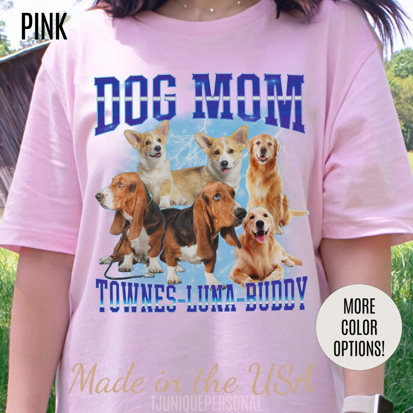 Custom Retro Dog Bootleg Shirt, Dog Mom Shirt, Dog Bootleg Retro 90's Tee, Custom Pet Photo, Custom Pet Portrait, Pet Lovers Gift, T1428