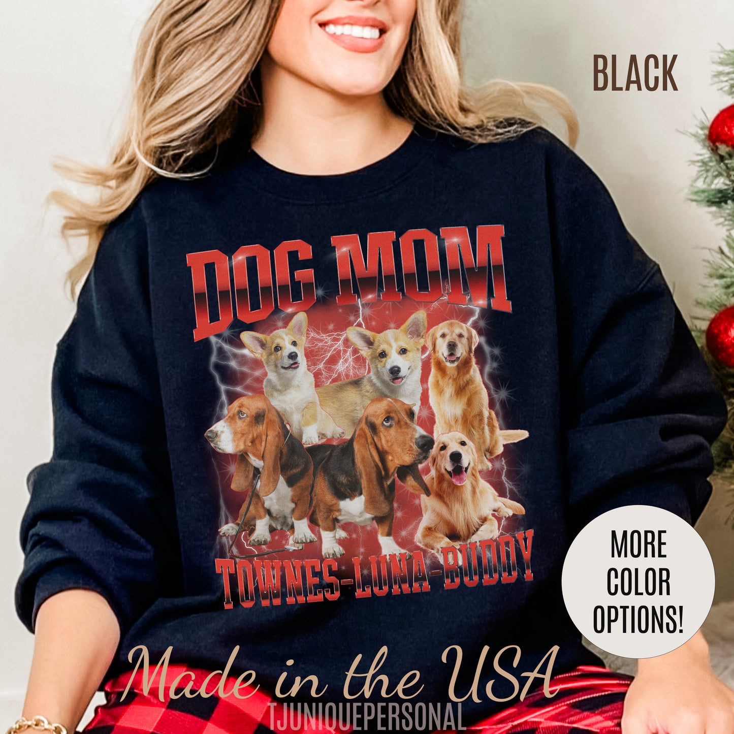 Custom Retro Dog Bootleg Sweatshirt, Dog Mom Sweatshirt, Dog Bootleg Retro 90's Sweatshirt, Custom Pet Photo, Custom Pet Portrait, S1430