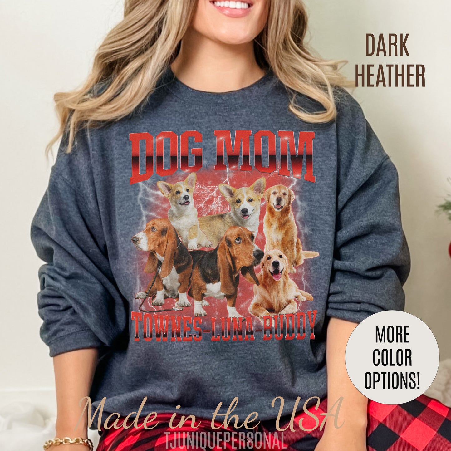 Custom Retro Dog Bootleg Sweatshirt, Dog Mom Sweatshirt, Dog Bootleg Retro 90's Sweatshirt, Custom Pet Photo, Custom Pet Portrait, S1430