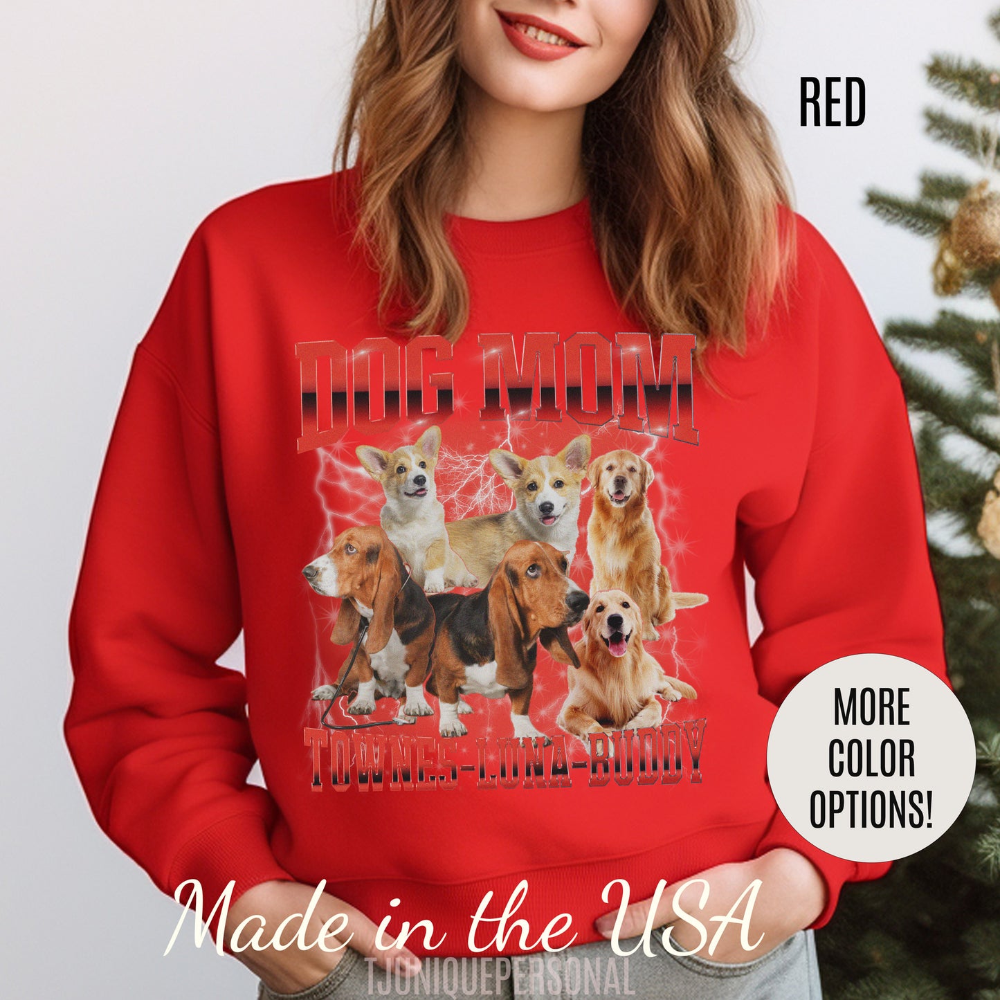 Custom Retro Dog Bootleg Sweatshirt, Dog Mom Sweatshirt, Dog Bootleg Retro 90's Sweatshirt, Custom Pet Photo, Custom Pet Portrait, S1430