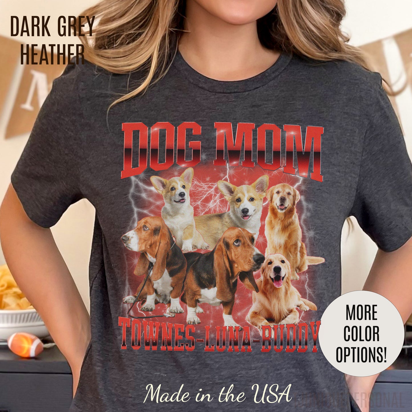 Custom Retro Dog Bootleg Shirt, Dog Mom Shirt, Dog Bootleg Retro 90's Tee, Custom Pet Photo, Custom Pet Portrait, Pet Lovers Gift, T1430