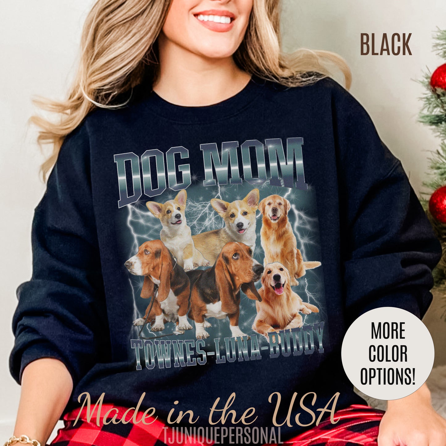 Custom Retro Dog Bootleg Sweatshirt, Dog Mom Sweatshirt, Dog Bootleg Retro 90's Sweatshirt, Custom Pet Photo, Custom Pet Portrait, S1431