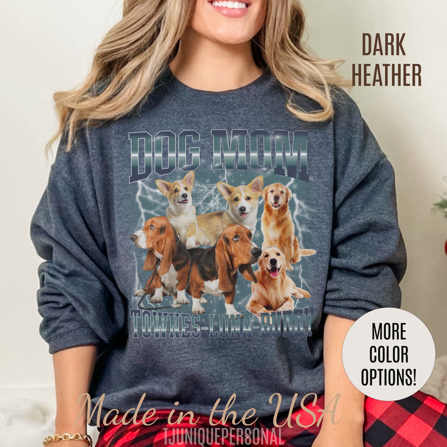 Custom Retro Dog Bootleg Sweatshirt, Dog Mom Sweatshirt, Dog Bootleg Retro 90's Sweatshirt, Custom Pet Photo, Custom Pet Portrait, S1431