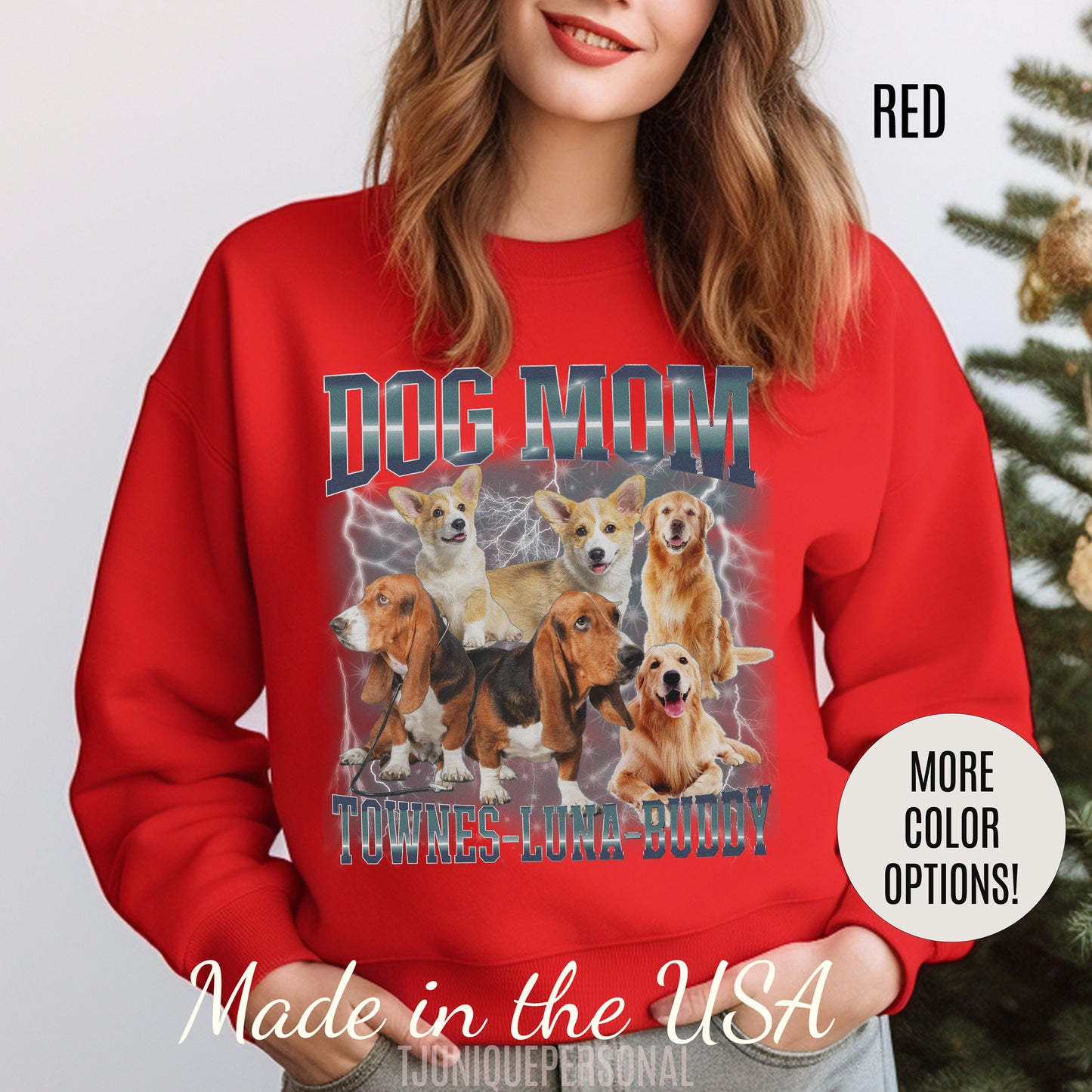 Custom Retro Dog Bootleg Sweatshirt, Dog Mom Sweatshirt, Dog Bootleg Retro 90's Sweatshirt, Custom Pet Photo, Custom Pet Portrait, S1431