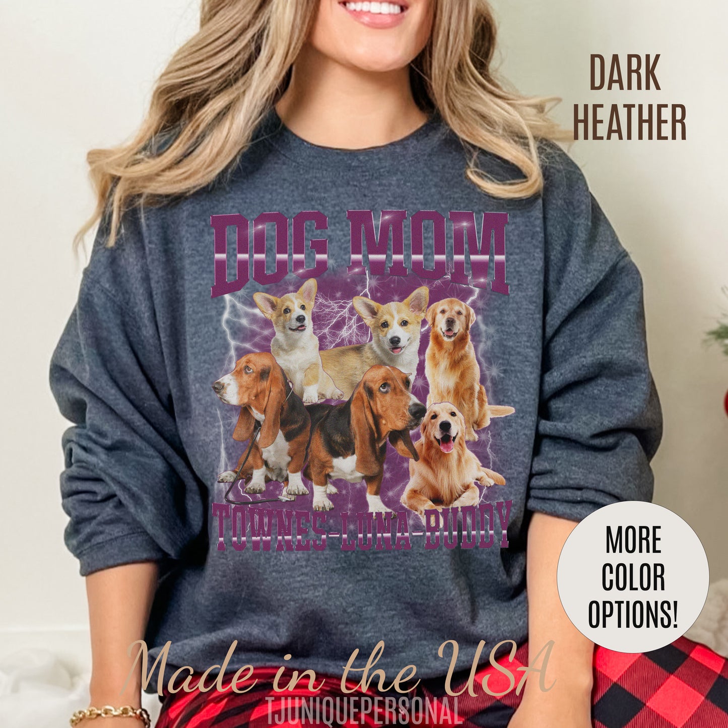 Custom Retro Dog Bootleg Sweatshirt, Dog Mom Sweatshirt, Dog Bootleg Retro 90's Sweatshirt, Custom Pet Photo, Custom Pet Portrait, S1435
