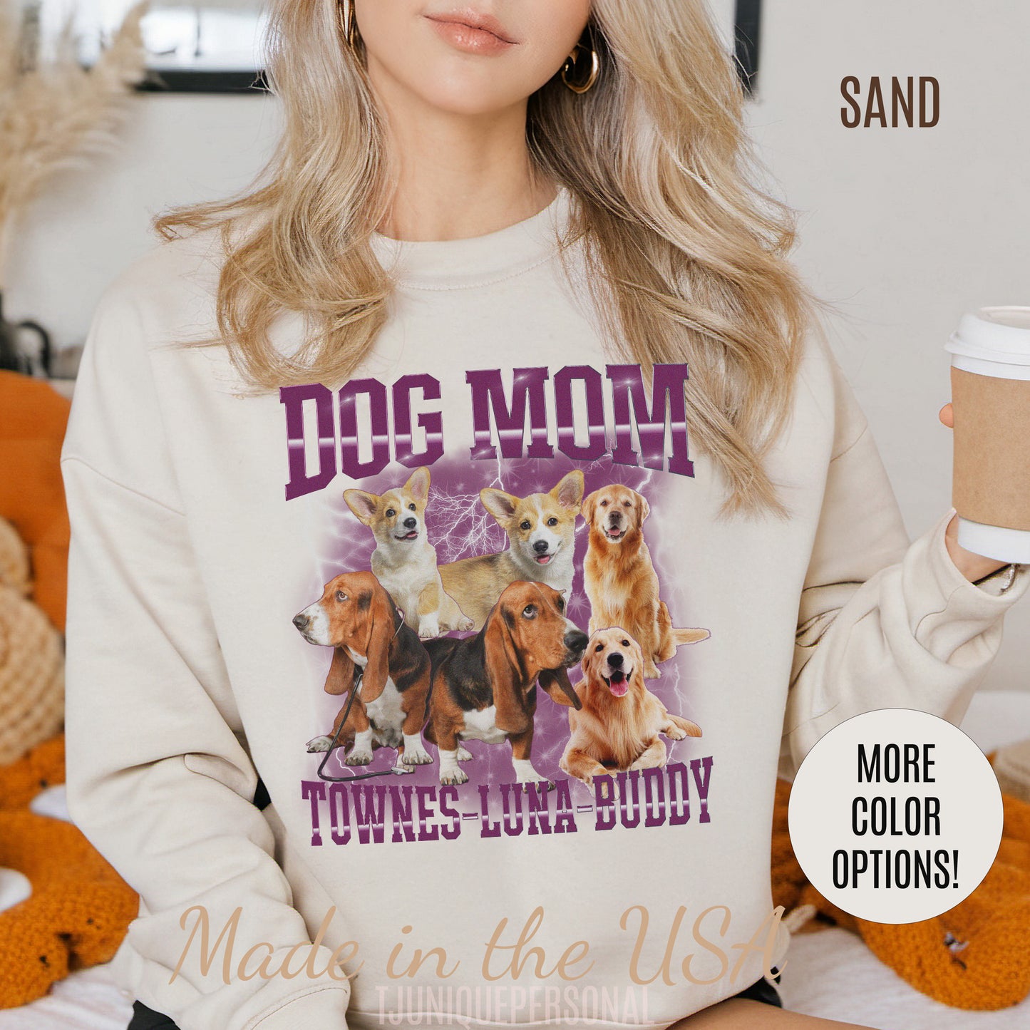 Custom Retro Dog Bootleg Sweatshirt, Dog Mom Sweatshirt, Dog Bootleg Retro 90's Sweatshirt, Custom Pet Photo, Custom Pet Portrait, S1435