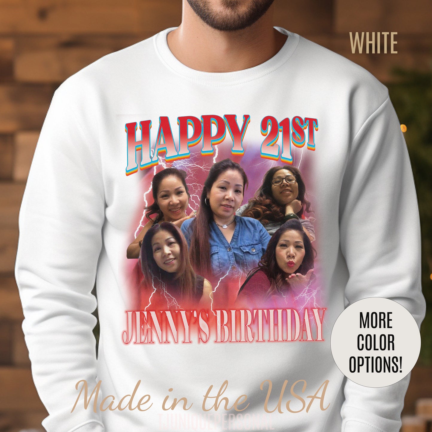 Custom 21st birthday sweatshirt, Custom Bootleg Rap sweatshirt, 21st birthday gifts, Vintage Graphic Sweatshirt, 18th birthday gift, S1447