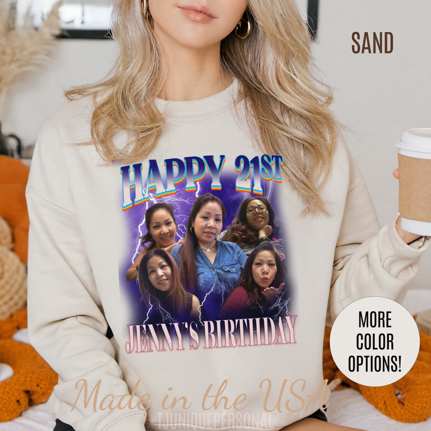 Custom 21st birthday sweatshirt, Custom Bootleg Rap sweatshirt, 21st birthday gifts, Vintage Graphic Sweatshirt, 18th birthday gift, S1448