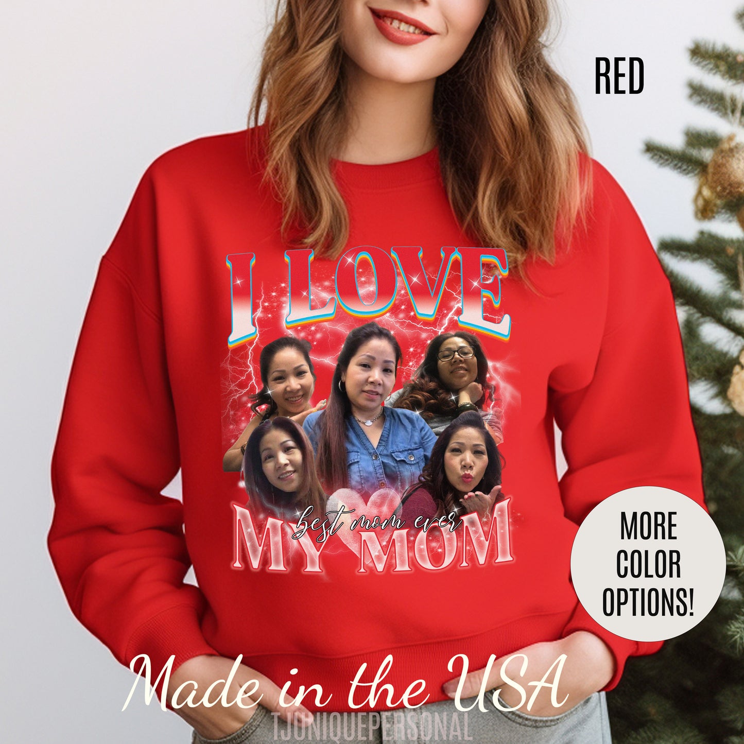 Custom Bootleg Rap Tee, Custom Photo - Vintage Graphic 90s Sweatshirt, I Love My Mom Sweatshirt, Best Mom Ever Shirt for mother's day, S1478