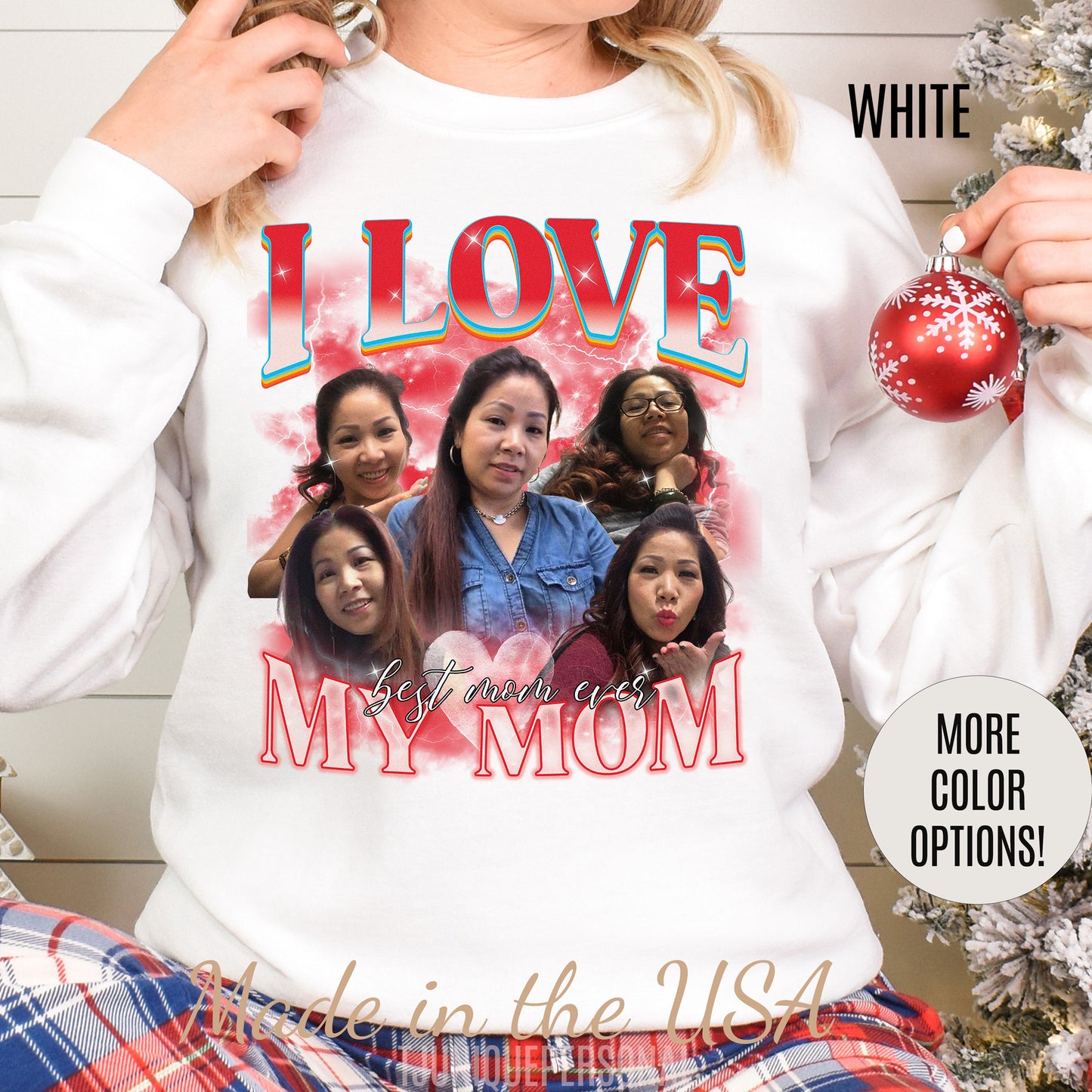 Custom Bootleg Rap Tee, Custom Photo - Vintage Graphic 90s Sweatshirt, I Love My Mom Sweatshirt, Best Mom Ever Shirt for mother's day, S1478