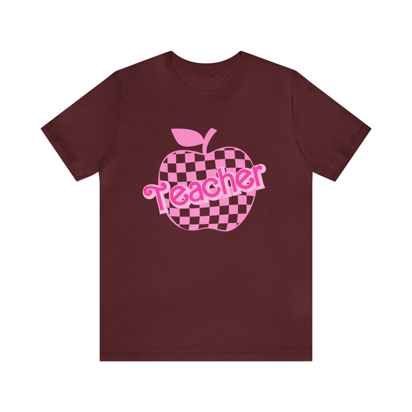 Pink Checkered Teacher Shirts, Trendy Teacher T Shirt, Retro Back to school, Teacher Appreciation, Apple Checkered Teacher Tee, T739