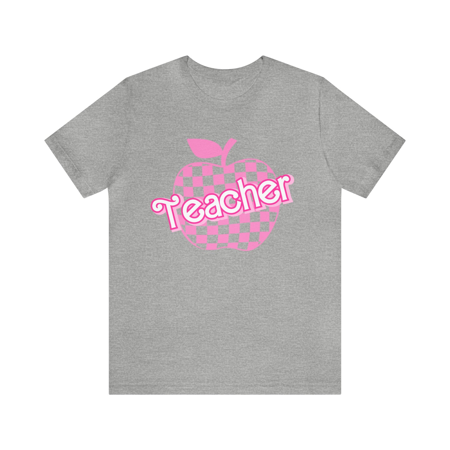 Pink Checkered Teacher Shirts, Trendy Teacher T Shirt, Retro Back to school, Teacher Appreciation, Apple Checkered Teacher Tee, T740