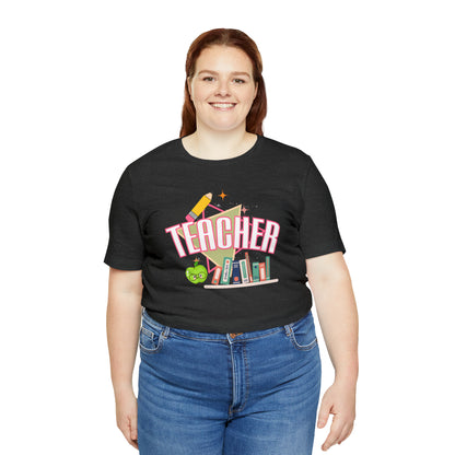 Pink Teacher Shirt, colorful teacher shirt, Teacher shirt, 90s shirt, 90s teacher shirt, colorful school shirt, T541