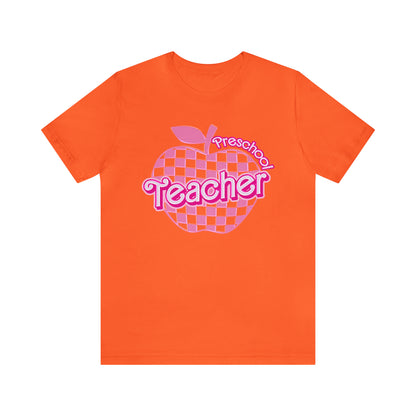 Preschool Teacher Shirt, Pink Teacher Shirts, Trendy Teacher Tshirt, Teacher Appreciation Checkered Teacher Tee, Gifts for Teachers, T798