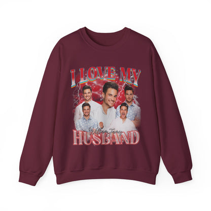 Custom I Love My Husband Sweatshirt, Customized Photo Bootleg Rap Tee, Valentine Matching Couple Sweatshirt, Custom Image Sweatshirt, SW1359