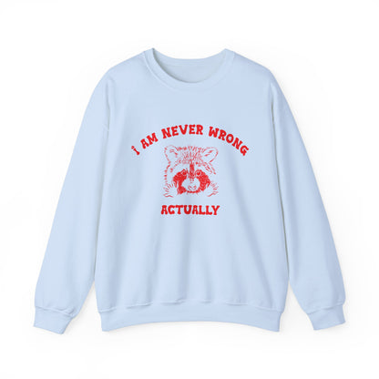 I Am Never Wrong Actually Sweatshirt, Funny Sweatshirt, Funny Meme Sweatshirt, Silly Meme Sweatshirt, Mothers day Sweatshirt, S1587