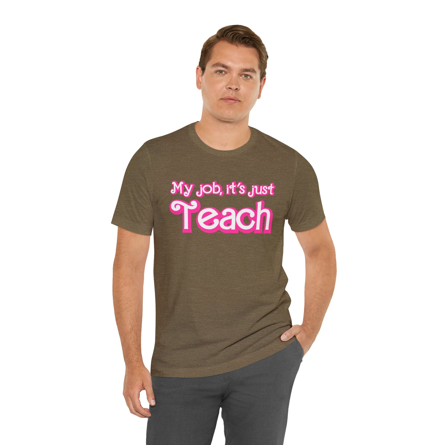 My Job is Just Teach Shirt, Pink Teacher Shirt, Trendy Teacher Shirt, Retro Back to school, Checkered Teacher Tee, Gifts For Teacher, T735