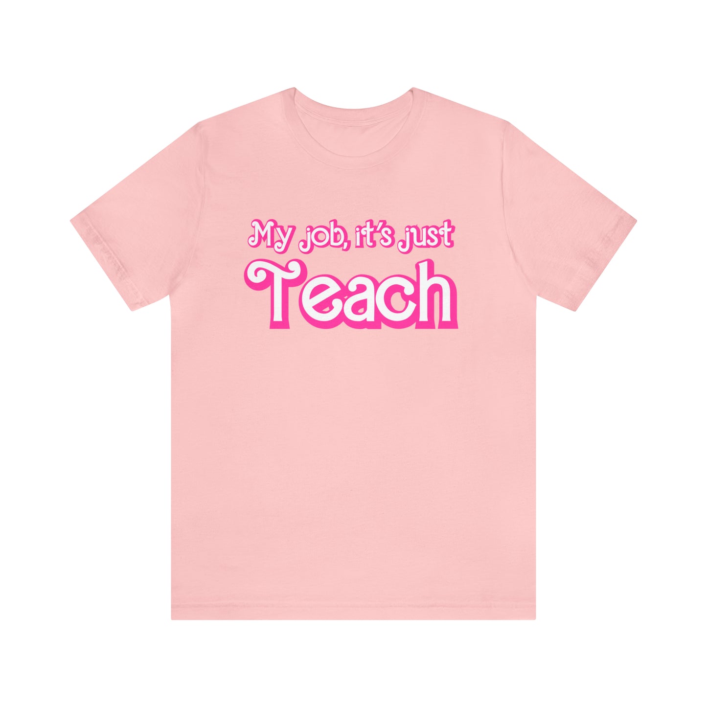 My Job is Just Teach Shirt, Pink Teacher Shirt, Trendy Teacher Shirt, Retro Back to school, Checkered Teacher Tee, Gifts For Teacher, T735