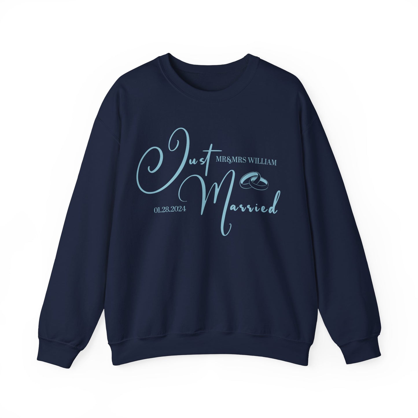 Custom Just Married Sweatshirt, Mr and Mrs Honeymoon Gift, Wedding Anniversary Sweatshirt, Husband and Wife Couples Tee, 18 colors, S1563