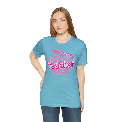 Preschool Teacher Shirt, Pink Teacher Shirts, Trendy Teacher Tshirt, Teacher Appreciation Checkered Teacher Tee, Gifts for Teachers, T798