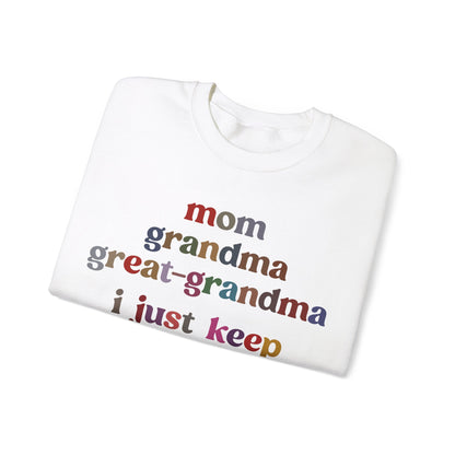 Mom Grandma Great-Grandma I Just Keep Being Blessed Sweatshirt, Pregnancy Announcement Sweatshirt, Baby Reveal To Family Sweatshirt, S1271