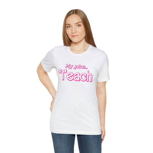 My Job is Teach Shirt, Pink Teacher Shirts, Trendy Teacher T Shirt, Retro Back to school, Teacher Appreciation, Checkered Teacher Tee, T734