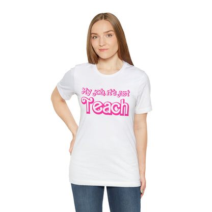 My Job is Just Teach Shirt, Pink Teacher Shirt, Trendy Teacher Shirt, Retro Back to school, Checkered Teacher Tee, Gifts For Teacher, T735