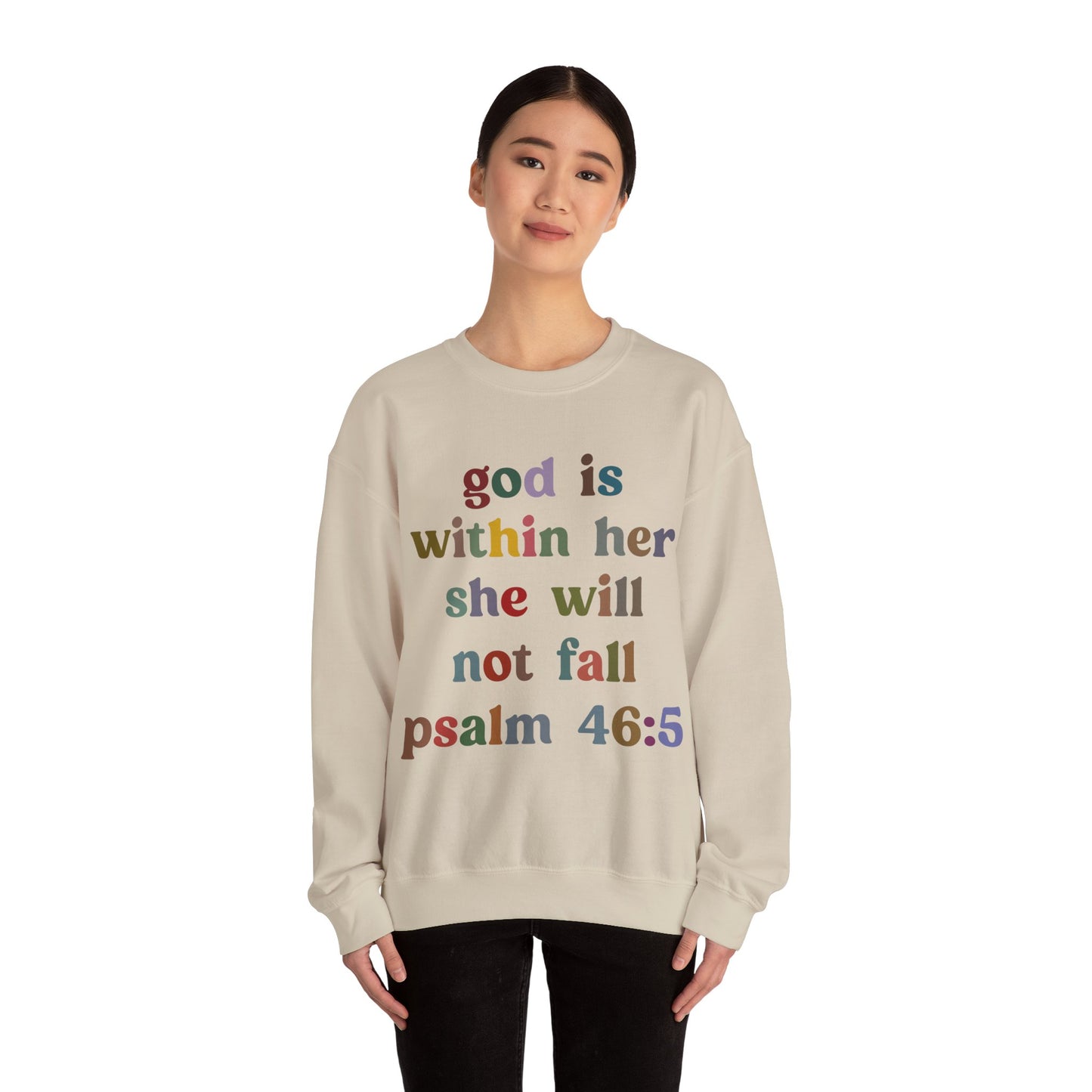 God Is Within Her She Will Not Fall Sweatshirt, Godly Woman Sweatshirt, Religious Women Sweatshirt, Jesus Lover Sweatshirt, S1236