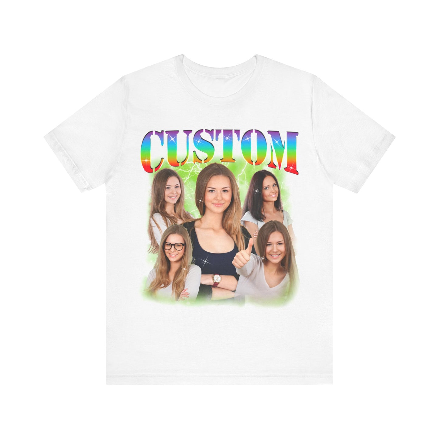 Custom Photo Bootleg Girlfriend Rainbow 90s Retro Vintage T-Shirt, Shirt with Face for Boyfriend Birthday Gift, Pictures Bootleg Tee, T1527
