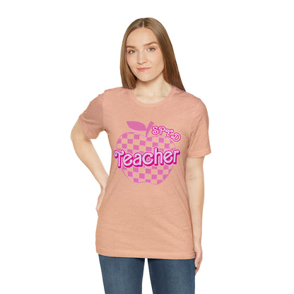 Sped Teacher Shirt, Sped Teacher Shirt Words, Pink Teacher Shirts, Teacher Appreciation Checkered Tee, Gifts for Teachers, Teacher Era, T797