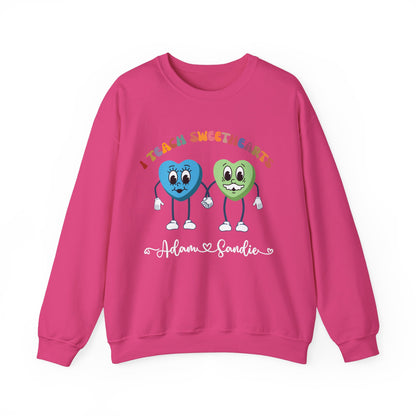 Personalized Teach Sweethearts Valentines Day Sweatshirt, Custom Teacher Valentine Day Sweatshirt for Teachers, Gift for Hearts Day, SW1275