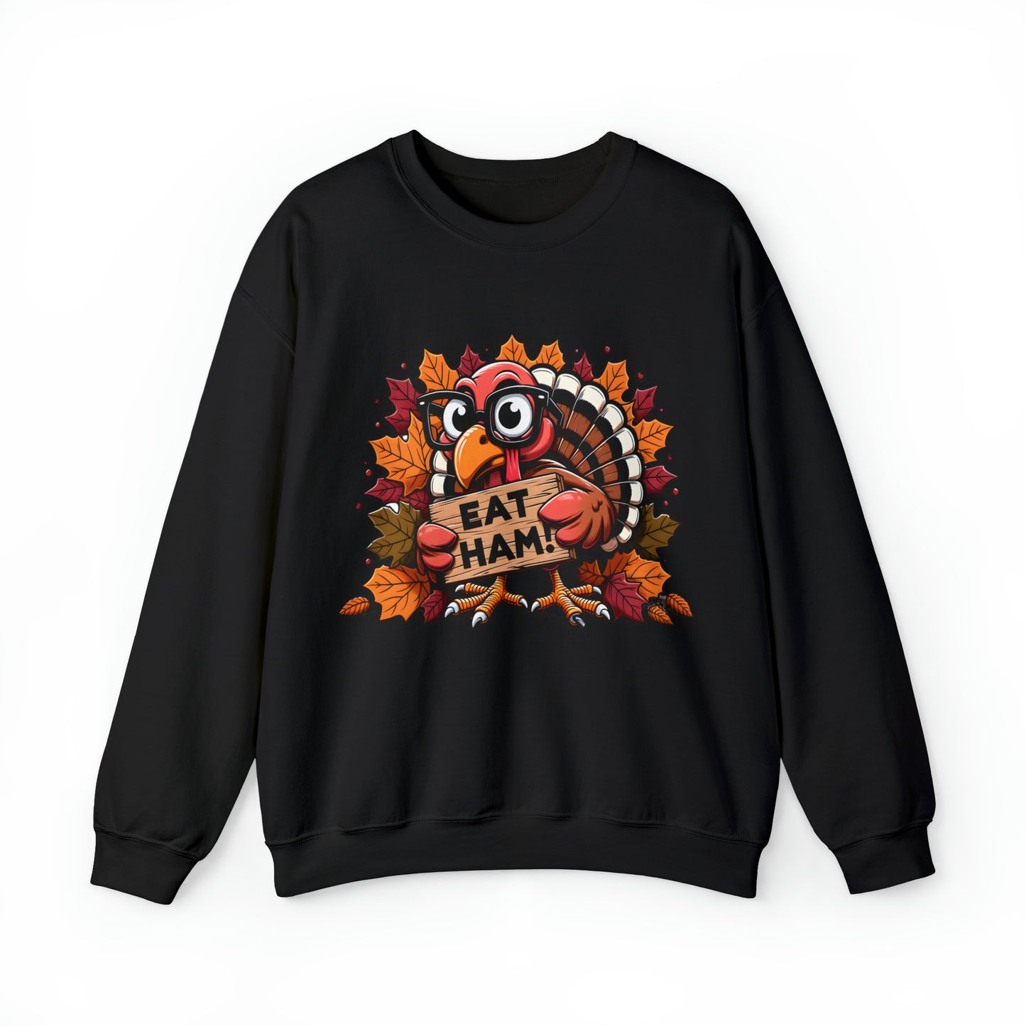 Cute Turkey Eat Ham Sweatshirt, Thanksgiving Sweatshirt, Leopard Print Turkey Shirt, Thankful Sweatshirt, Thanksgiving Food Sweatshirt, S858