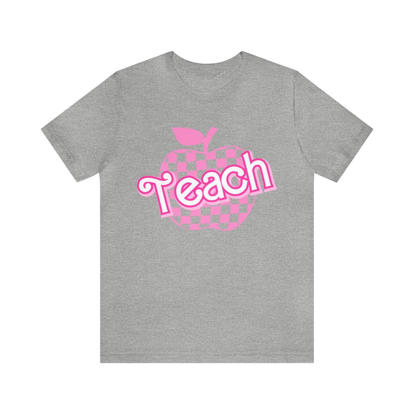 Pink Checkered Teacher Shirts, Trendy Teacher T Shirt, Retro Back to school, Teacher Appreciation, Apple Checkered Teacher Tee, T738