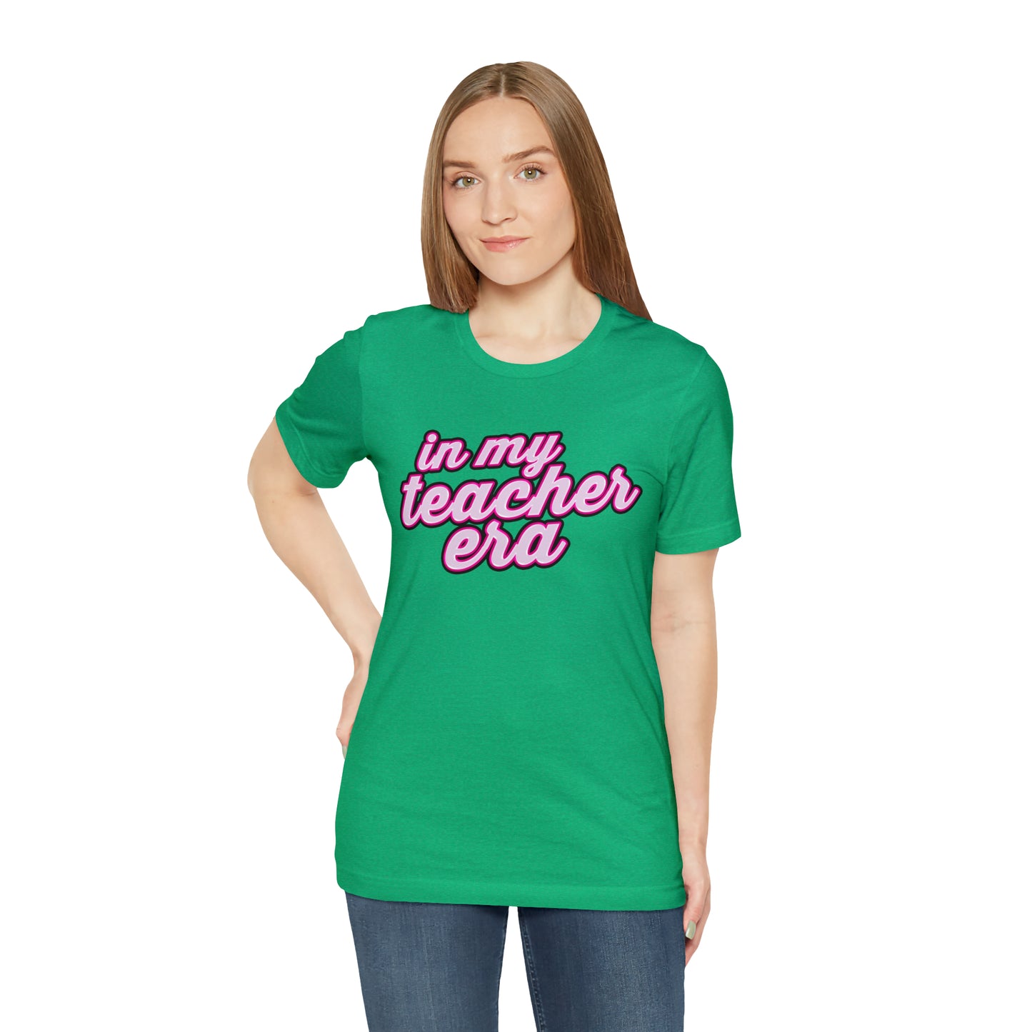 In My Teacher Era Shirt, 3D Teacher Pink Shirt, Teacher Shirts Trendy, Teacher Appreciation Checkered Teacher Tee, Gifts for Teachers, T781