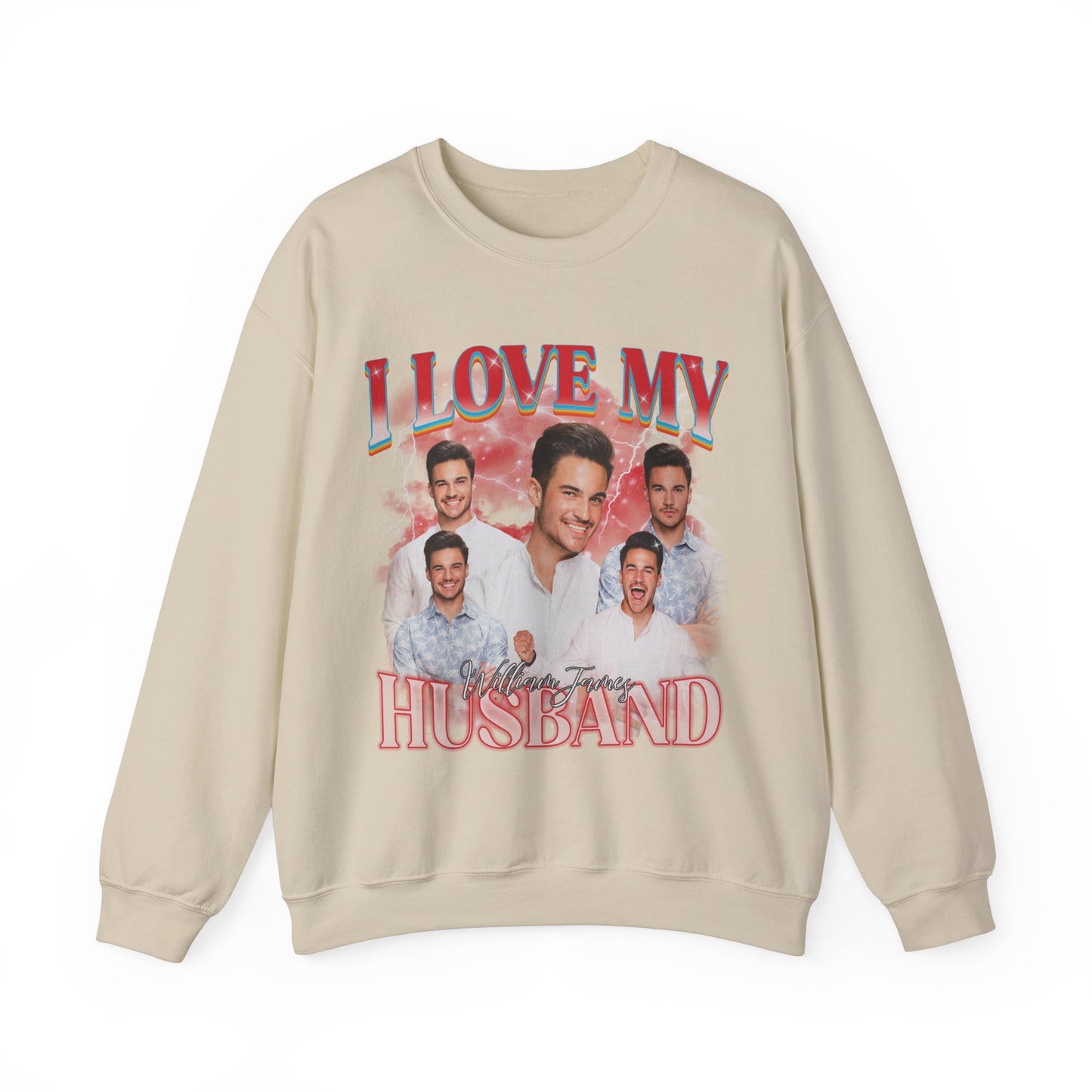 Custom I Love My Husband Sweatshirt, Customized Photo Bootleg Rap Tee, Valentine Matching Couple Sweatshirt, Custom Image Sweatshirt, SW1359