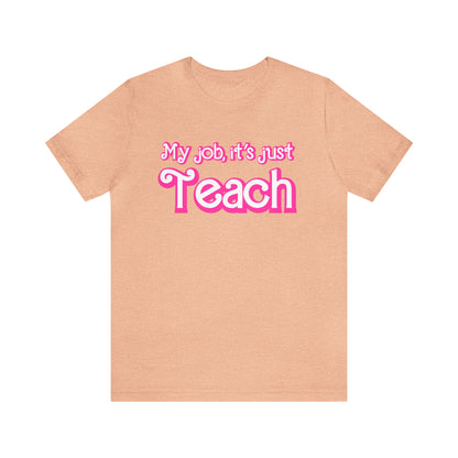 My Job is Just Teach Shirt, Pink Teacher Shirt, Trendy Teacher Shirt, Retro Back to school, Checkered Teacher Tee, Gifts For Teacher, T735