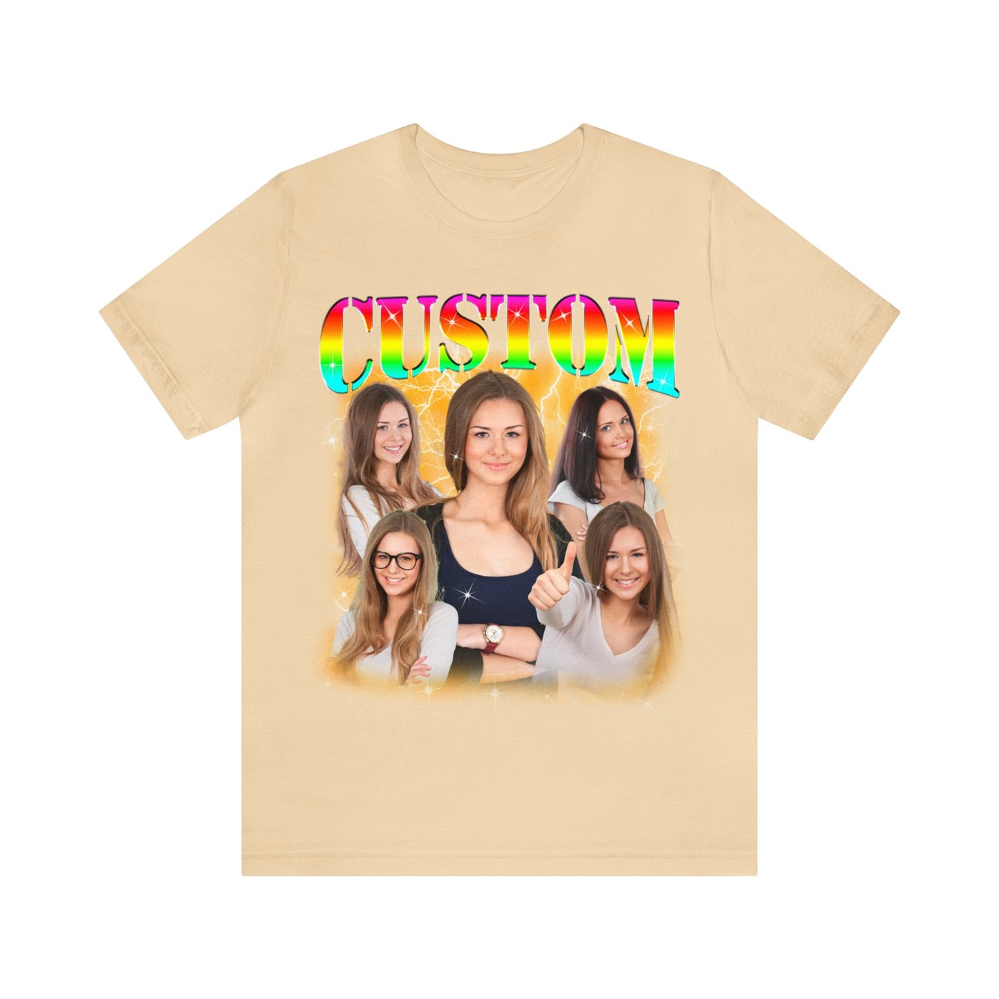 Custom Photo Bootleg Girlfriend Rainbow 90s Retro Vintage T-Shirt, Shirt with Face for Boyfriend Birthday Gift, Pictures Bootleg Tee, T1524