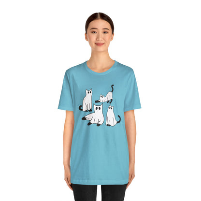 Cat Halloween tshirt, Ghost Halloween Shirt, Ghost Cat Shirt, Fall tshirt for Women, T525