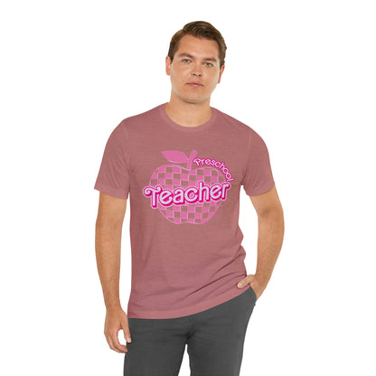 Preschool Teacher Shirt, Pink Teacher Shirts, Trendy Teacher Tshirt, Teacher Appreciation Checkered Teacher Tee, Gifts for Teachers, T798